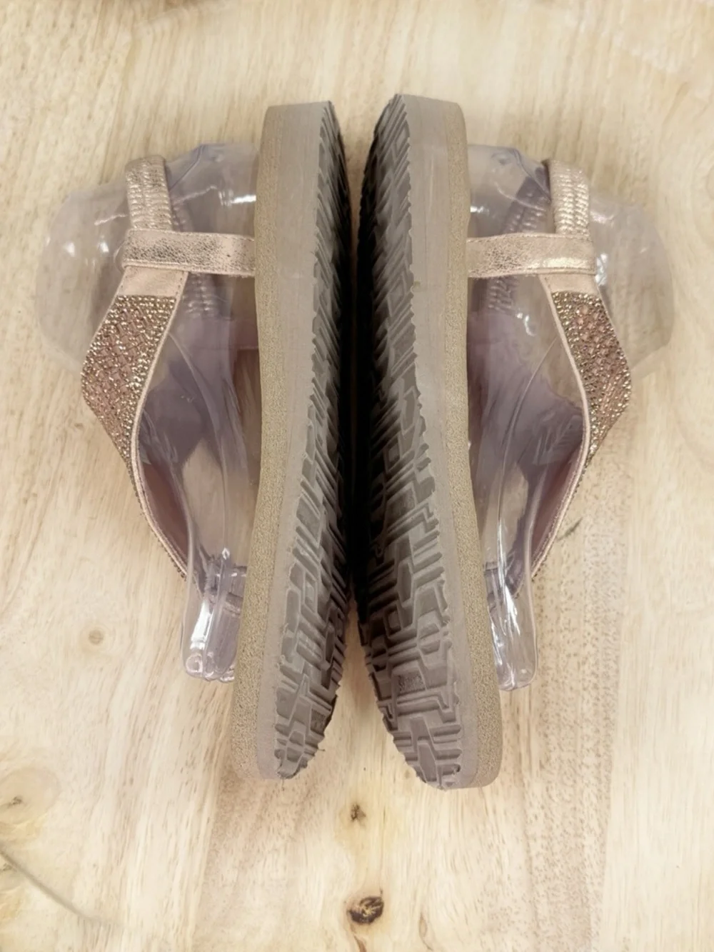 Skechers Meditation Rock Crown Rhinestone Thong Sandals Rose Gold‎ Metallic 8